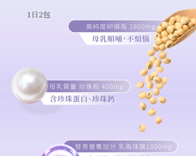 珍珠卵磷脂含有種對母乳質量提昇的營養成份